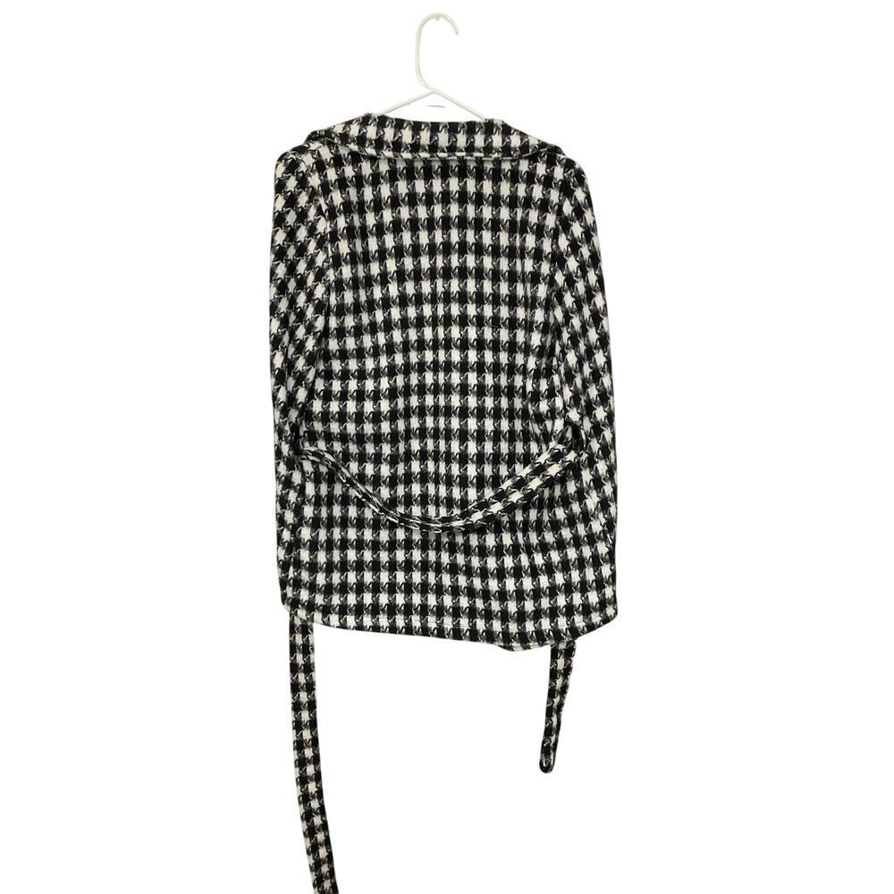 Hyfve Houndstooth Cape Jacket Size Small Black/White Tie Belt Womens - Picture 4 of 8